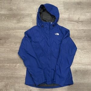 The Noth Face blue rain jacket size small